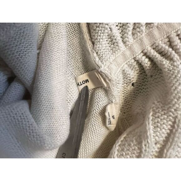 Anthropologie Moth Lazuli Beaded White Tie Front Linen Blend Cardigan Sweater S - Picture 11 of 13